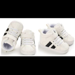 Baby Toddler White & Black Hightops